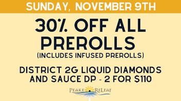 Peake ReLeaf 30% off Prerolls!