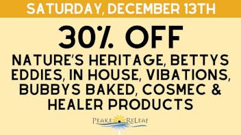 Peake ReLeaf 30% of Natures Heritage Products!