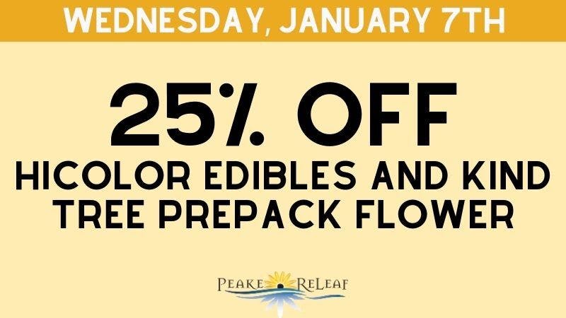 Peake ReLeaf 25% off HICOLOR Edibles