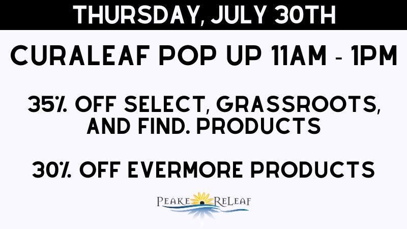 Peake ReLeaf 35% off Select, Grassroots, Find. and Dark Heart!