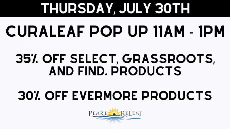 Peake ReLeaf 35% off Select, Grassroots, Find. and Dark Heart!