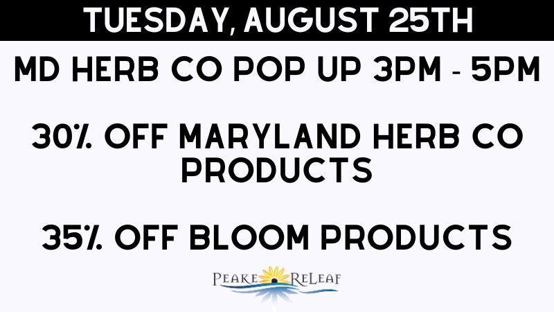 Peake ReLeaf 30% off MD Herb Co. PrePack!