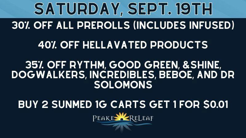 Peake ReLeaf 30% off all PreRolls!