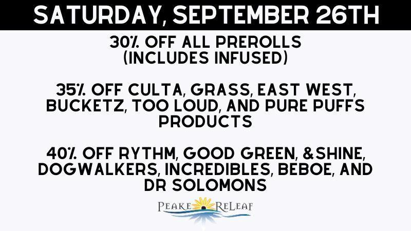 Peake ReLeaf 30% off all PreRolls!