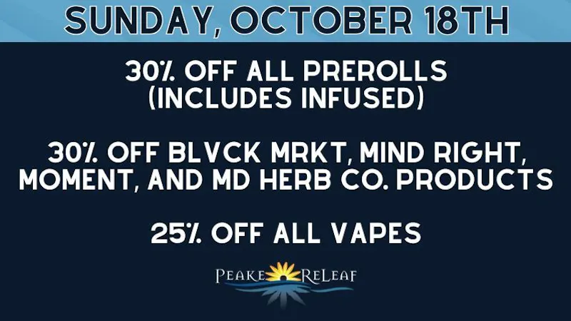 Peake ReLeaf 30% off all PreRolls!