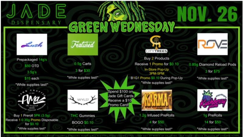 Jade Cannabis Co. - Sky Pointe Green Wednesday Deals at Jade!