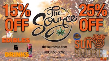 The Source 25% OFF Sun Smoke & 15% OFF Edibles!