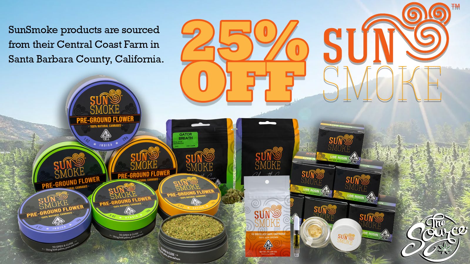 The Source 25% OFF SunSmoke Products!!