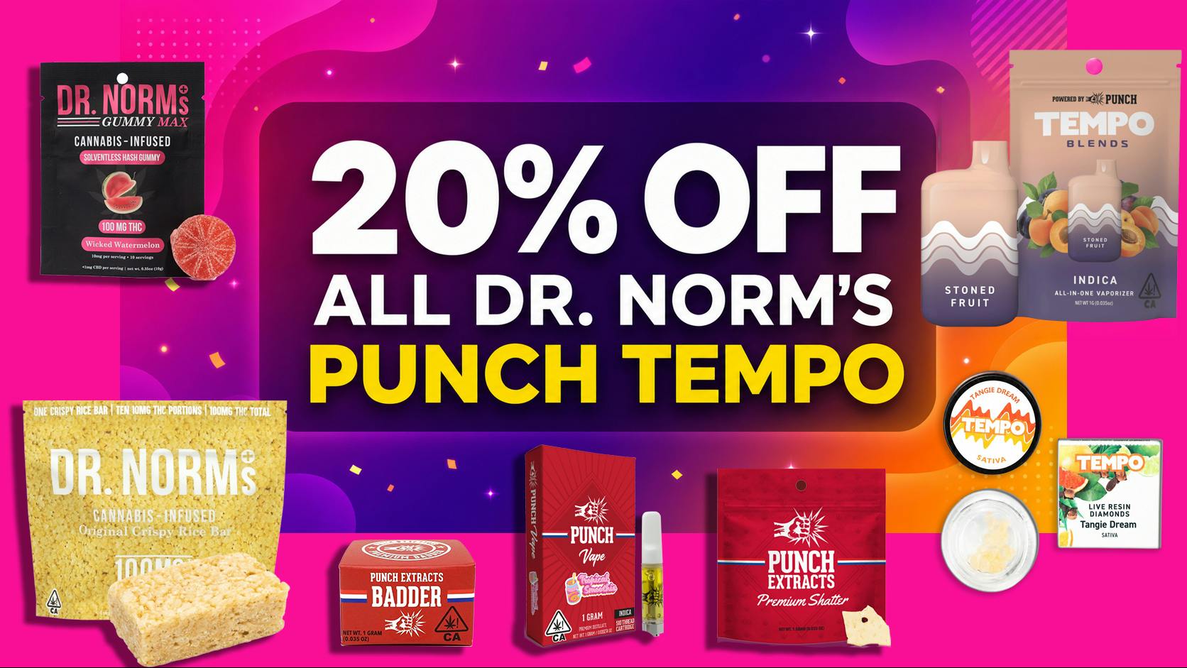 The Source - 5 Cities 20% OFF ALL Punch, Dr. Norm's , and Tempo Products