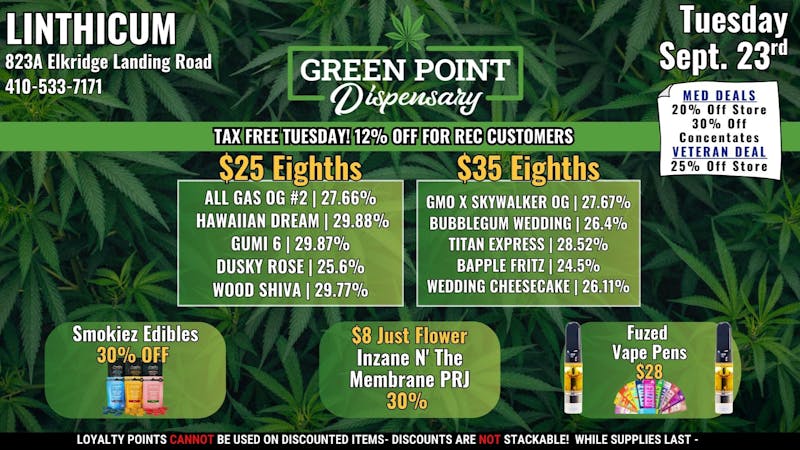 Green Point Wellness - Linthicum Tax Free Tuesday Here at Linthicum!