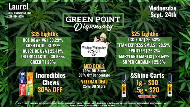 Green Point Wellness - Laurel Amazing deals for Wednesday 9/24