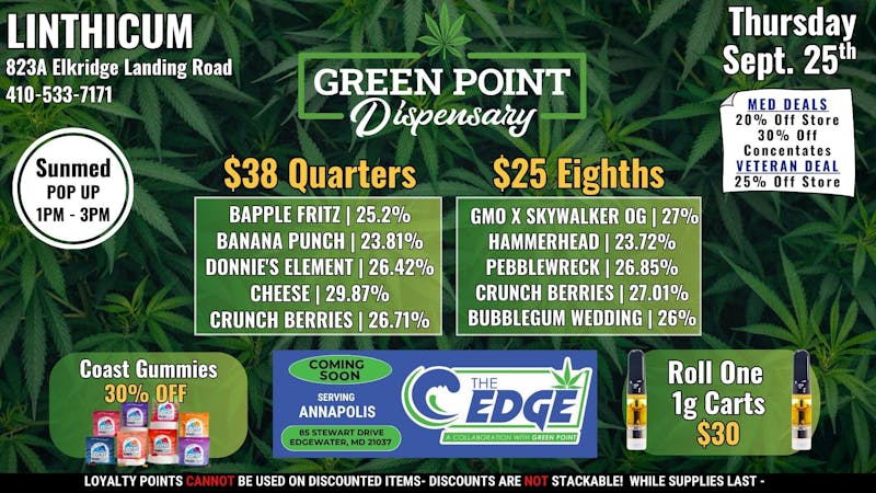 Green Point Wellness - Linthicum BWI - Thursday 9/25 Deals!