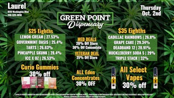 Green Point Wellness - Laurel Stellar deals for Thursday October 2nd