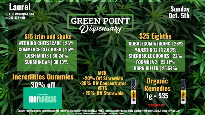 Green Point Wellness - Laurel Laurel - Sunday Trim & Shake Deals