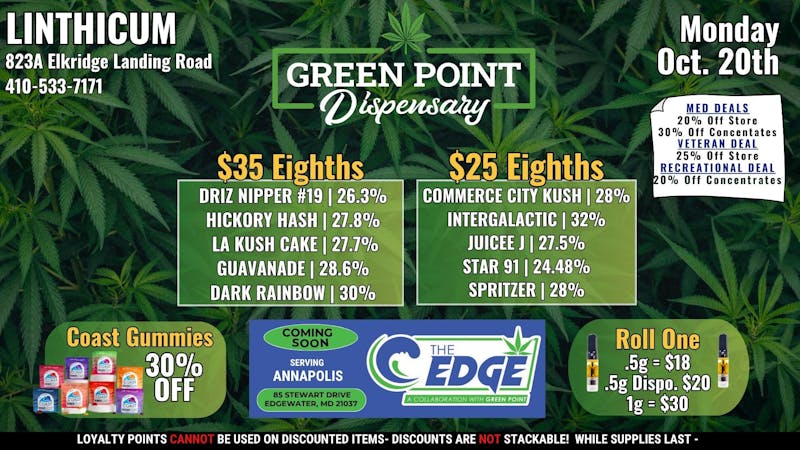 Green Point Wellness - Linthicum BWI - Monday Deals 10/20