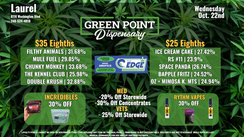Green Point Wellness - Laurel Wicked Wednesday Deals for 10/22