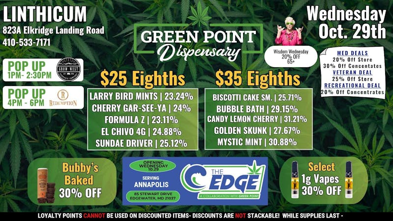 Green Point Wellness - Linthicum BWI Wisdom Wednesday Deals 10/29/2025