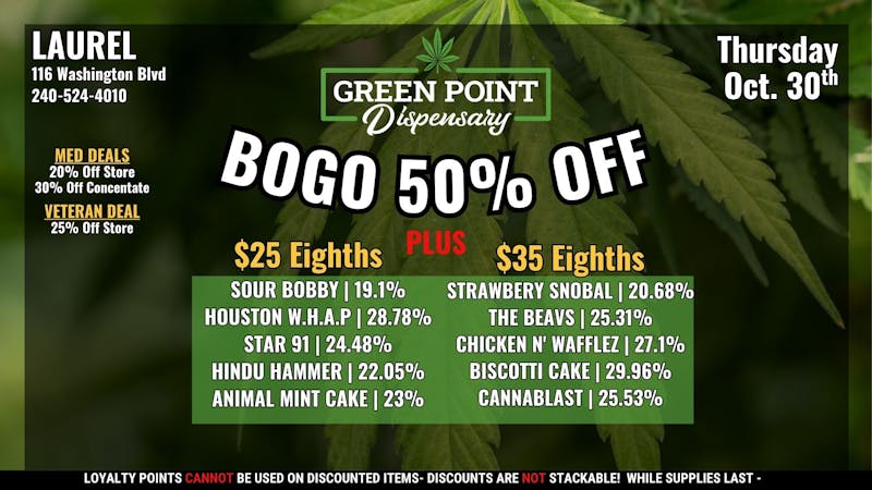 Green Point Wellness - Laurel Spooctacular Deals for Thursday 10/30