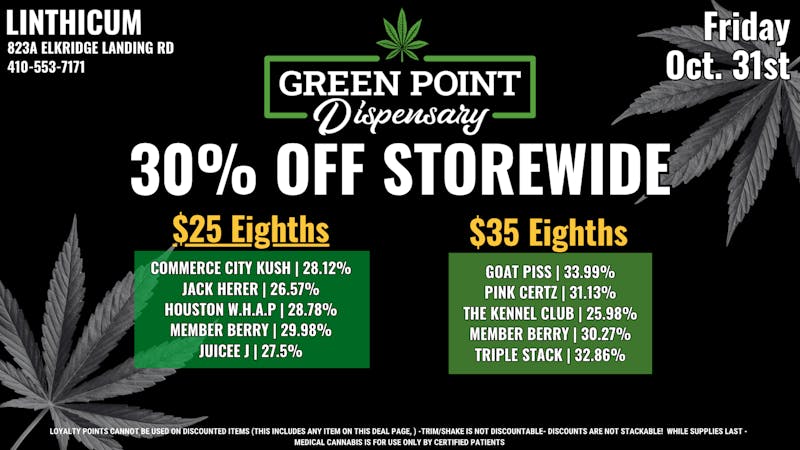 Green Point Wellness - Linthicum BWI - Halloweed Deals 10/31