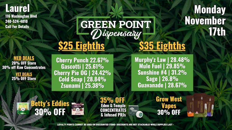 Green Point Wellness - Laurel Marvelous Monday Deals for 11/17