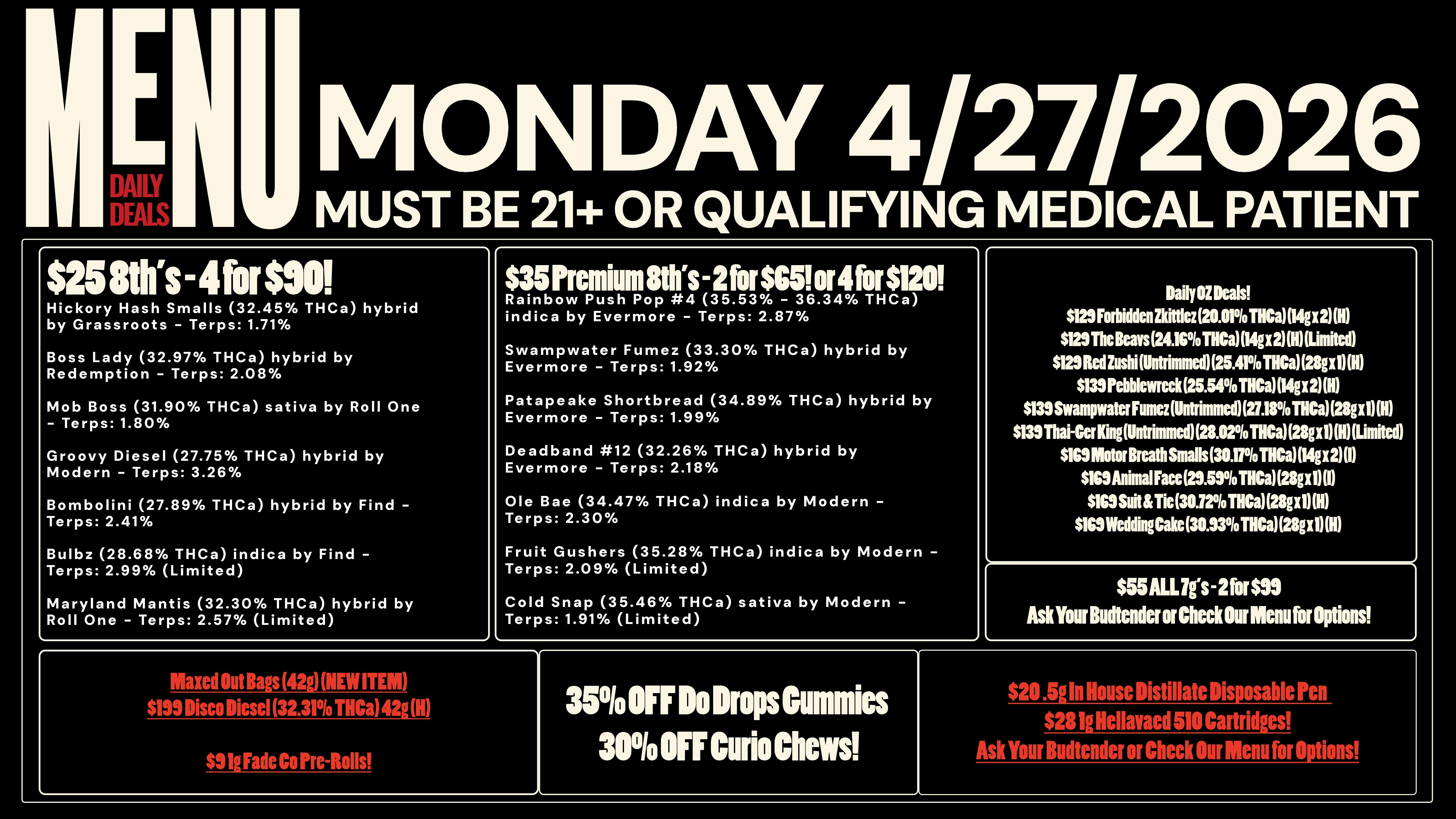 Revolution Releaf - Laurel $25 8ths, $35 Premium 8ths, $55 7g & More