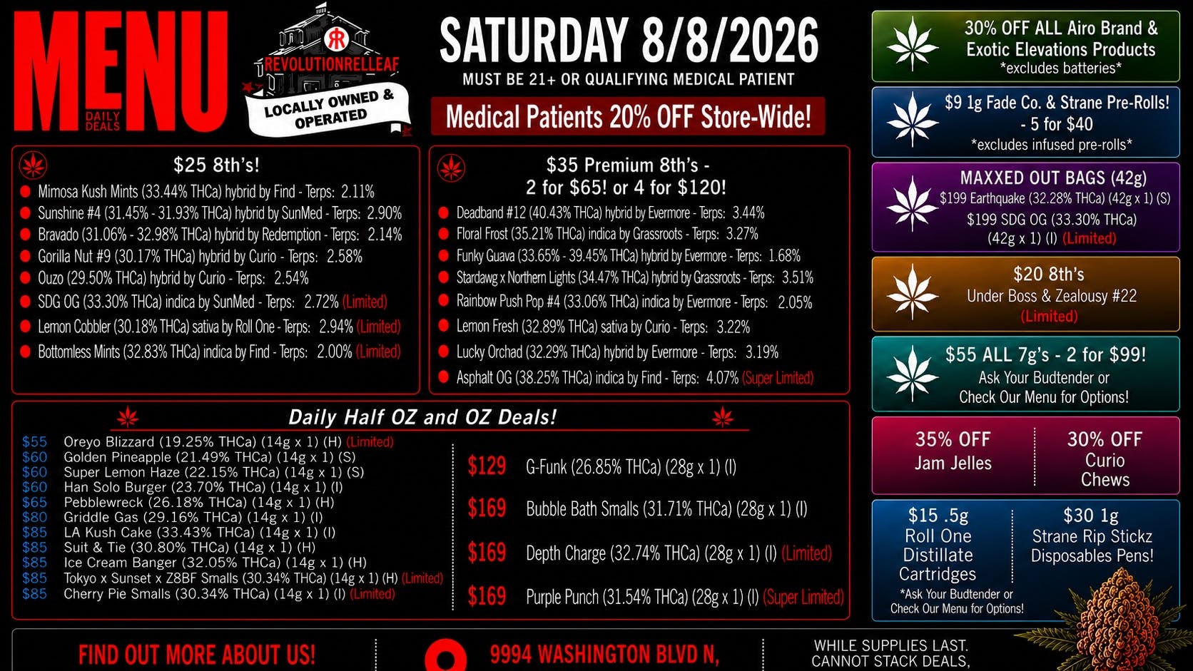 Revolution Releaf - Laurel $25 8ths, $35 Premium 8ths, $55 7gs & More!
