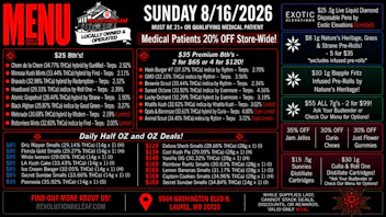 Revolution Releaf - Laurel $25 8ths, $35 Premium 8ths, $55 7gs & More!