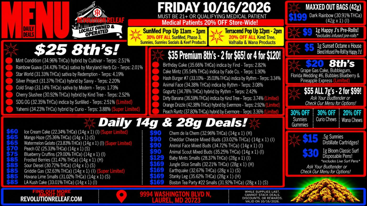 Revolution Releaf - Laurel $25 8ths, $35 Premium 8ths, $55 7gs & More!