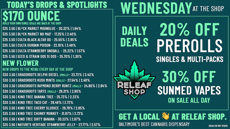 ReLeaf Shop Wednesday Drops & Deals