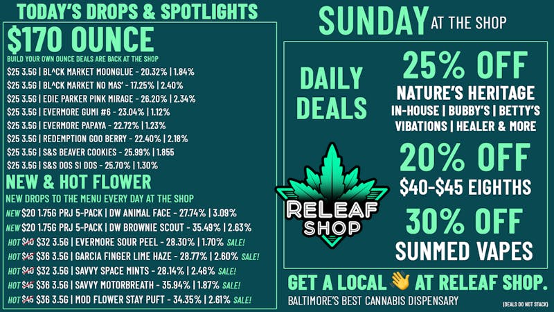 ReLeaf Shop Sunday Drops & Deals