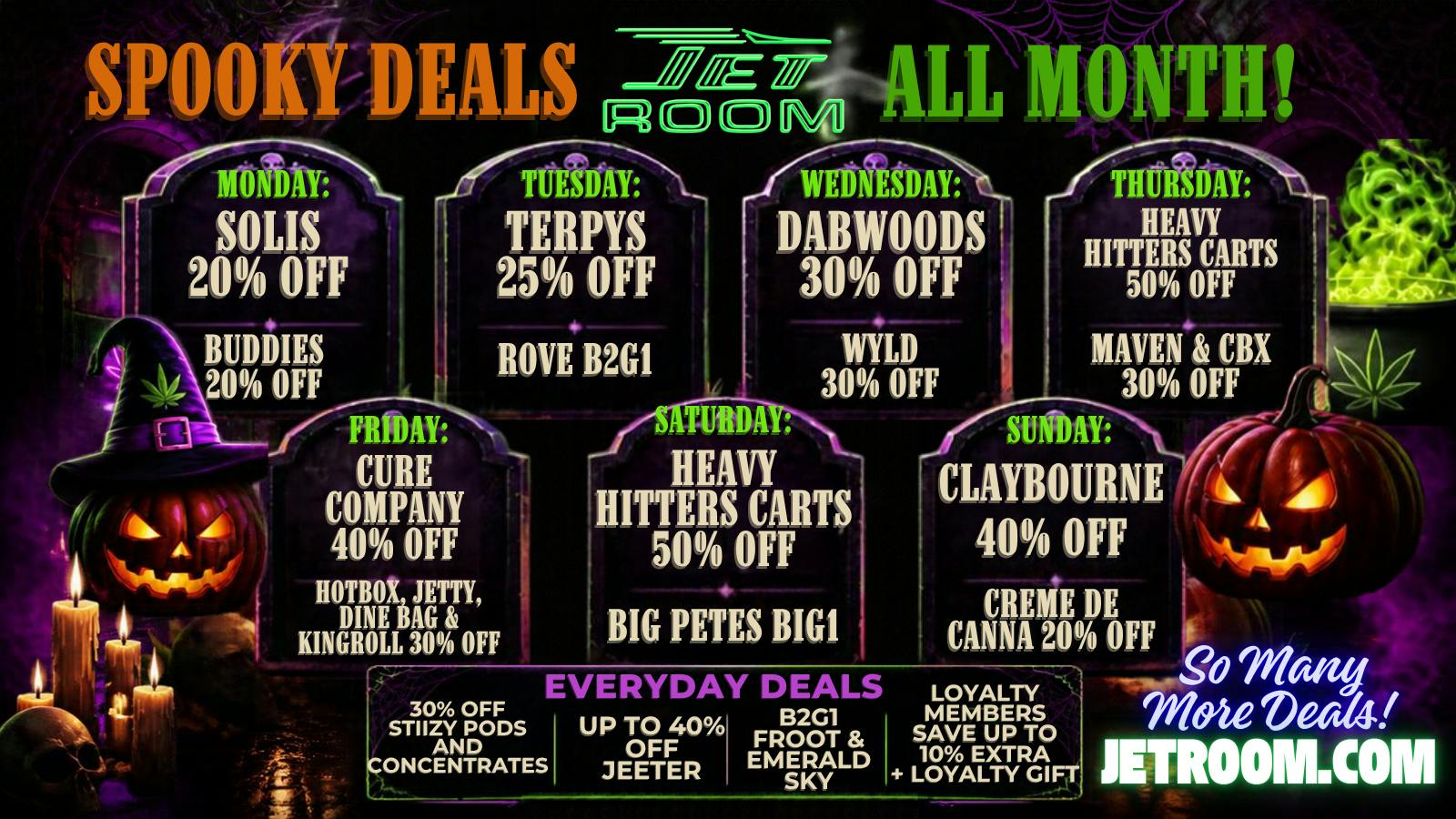 Jet Room Delivery - Apple Valley October Spooky Deals - Daily Brand Savings All Mon