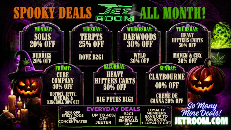 Jet Room Delivery - Apple Valley October Spooky Deals - Daily Brand Savings All Mon