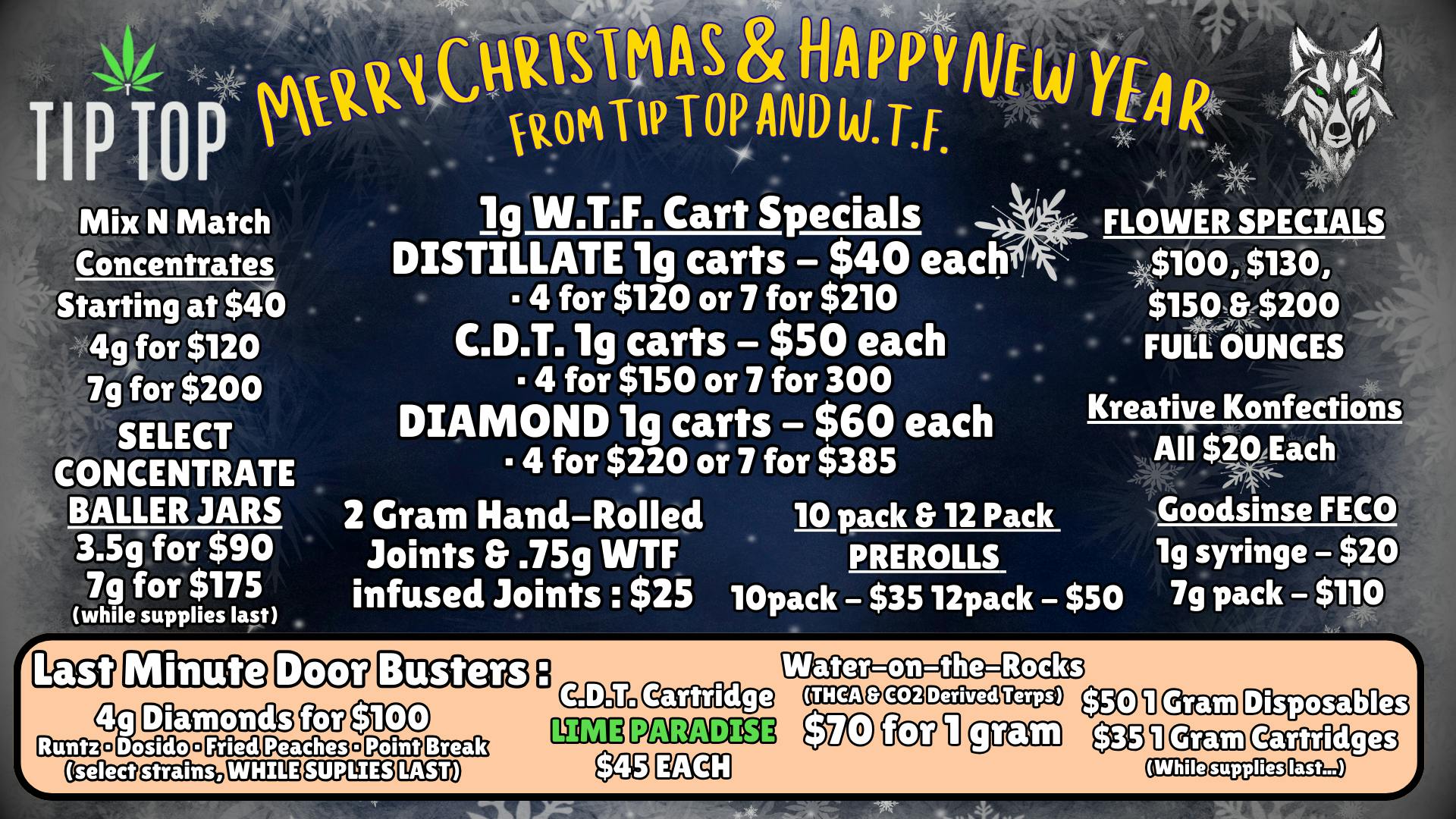 Tip Top Christmas & New Year Deals till 12/31