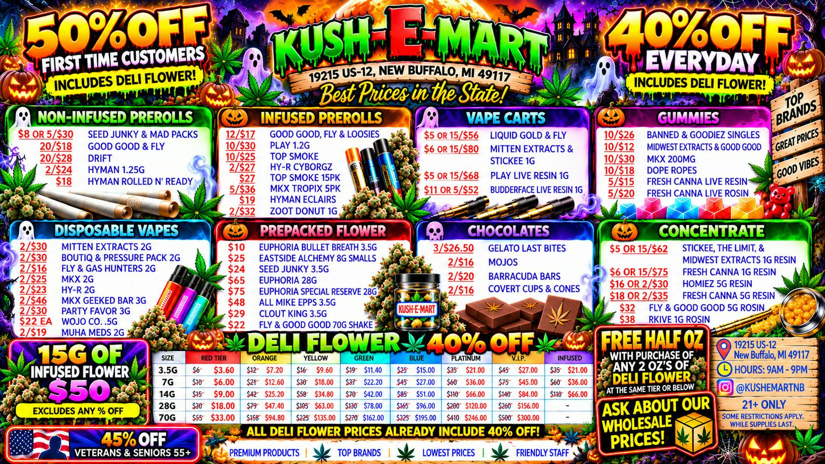 Kush E Mart 50% OFF + FREE HALF OZ WHEN YOU BUY ANY 2 OZ!