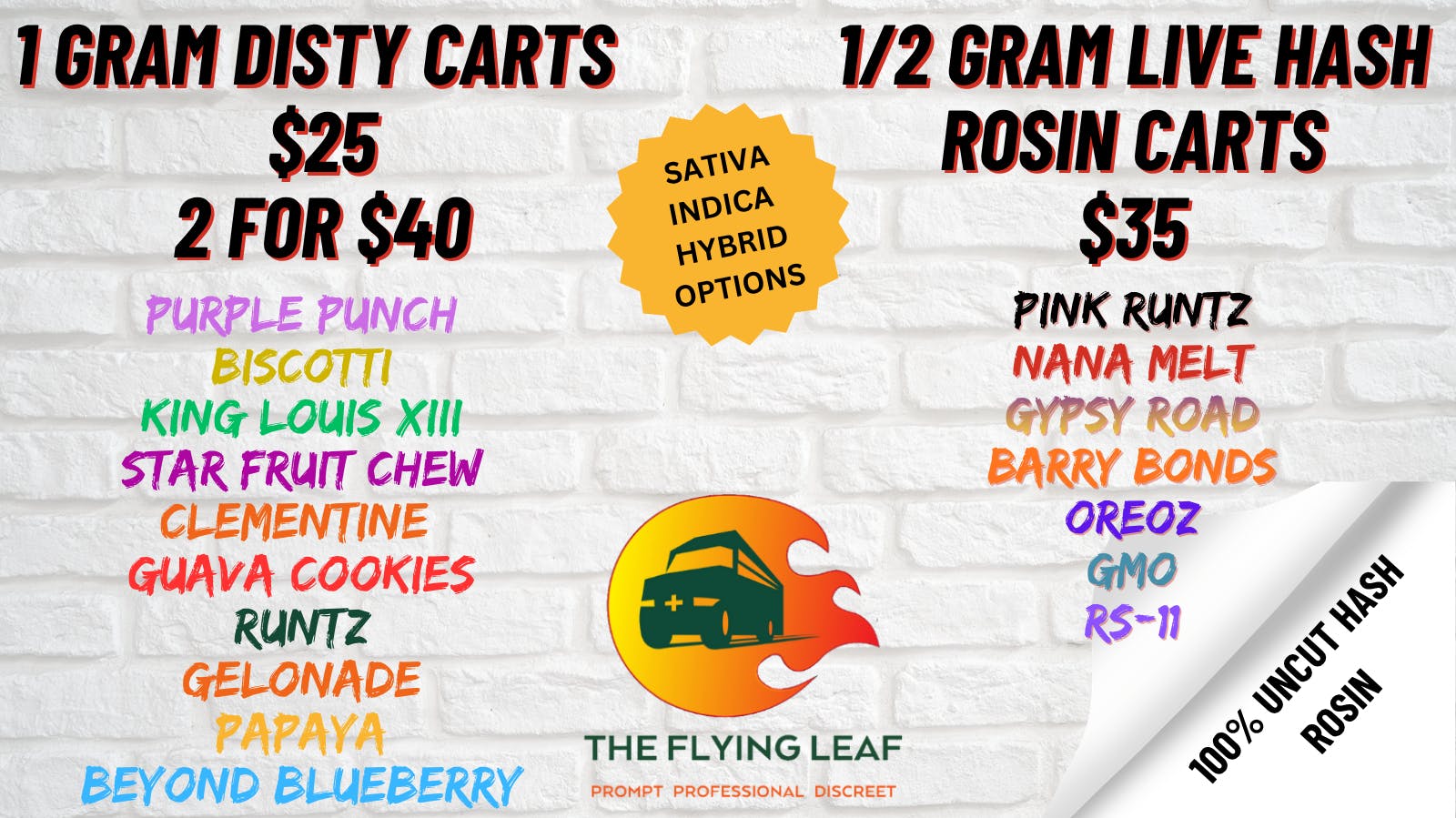 The Flying Leaf PREMIUM DISTY / LIVE ROSIN CARTS