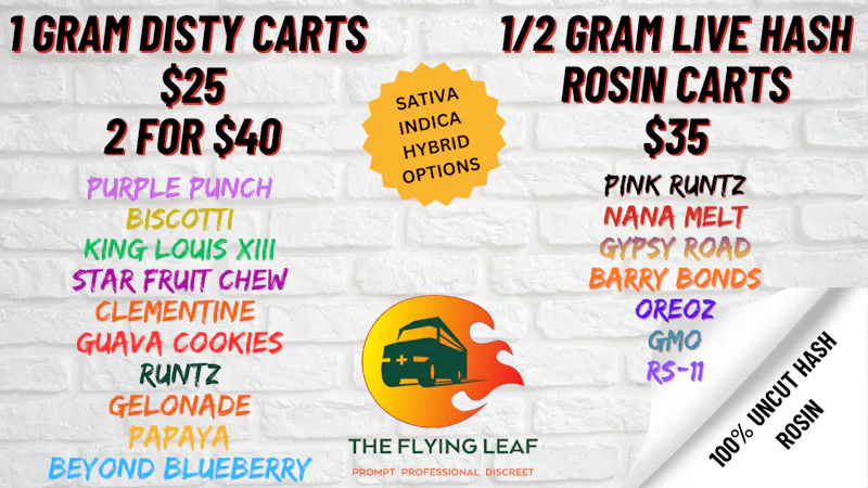 The Flying Leaf PREMIUM DISTY / LIVE ROSIN CARTS