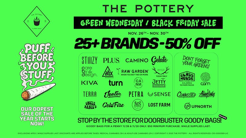 The Pottery Weed Dispensary Los Angeles 🔥50% OFF🔥 GREEN WEDNESDAY SALE🔥