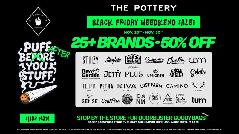 The Pottery Weed Dispensary Los Angeles 🔥50% OFF🔥 BLACK FRIDAY WEEDKEND SALE🔥
