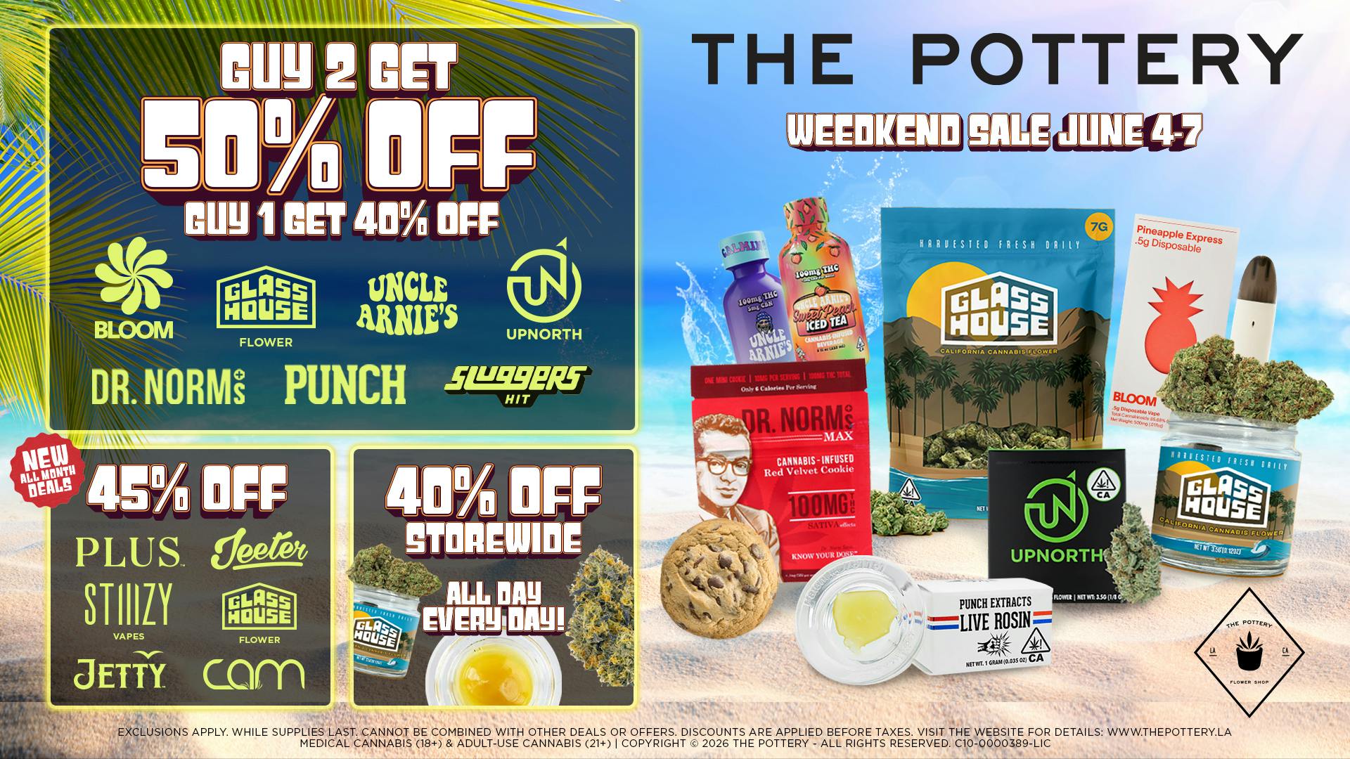 The Pottery Weed Dispensary Los Angeles 🪴50% OFF SELECT BRANDS🌿WEEDKEND SALE🔥💨😎