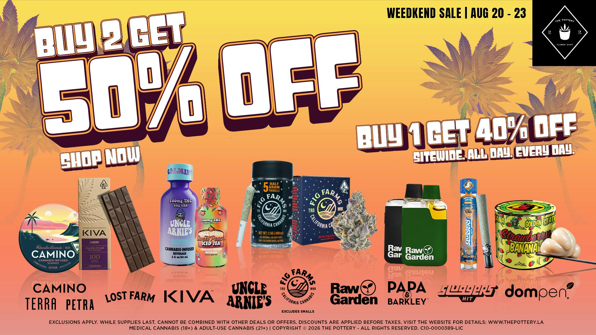 The Pottery Weed Dispensary Los Angeles 🔥50% OFF SELECT BRANDS WEEDKEND SALE 😎