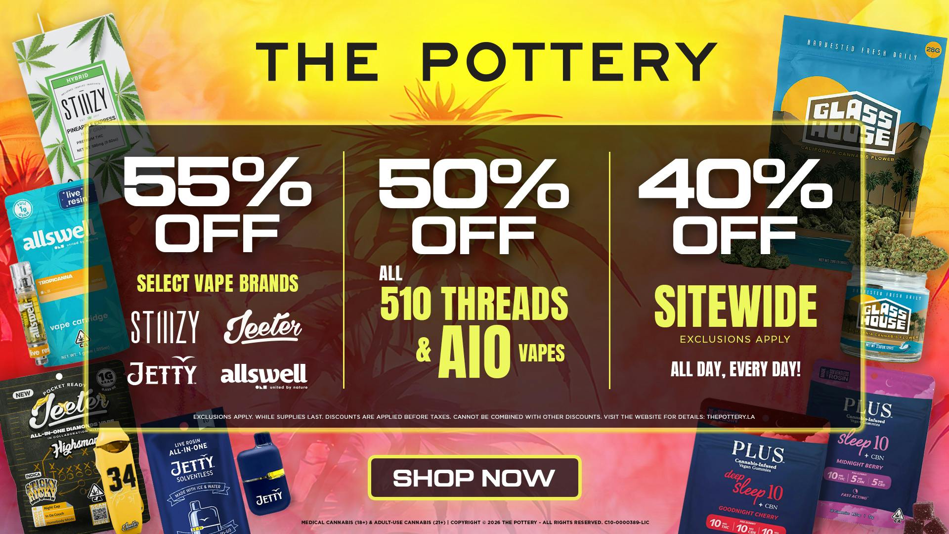 The Pottery Weed Dispensary Los Angeles 🔥UP TO 55% OFF SELECT BRANDS SALE 😎