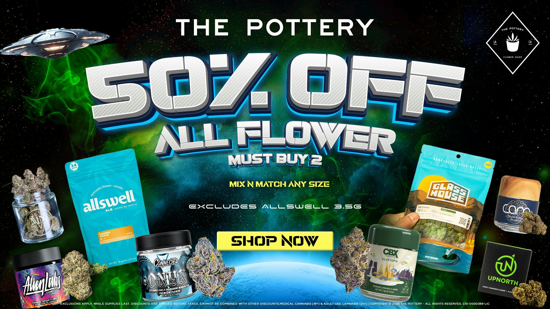 The Pottery Weed Dispensary Los Angeles 50% OFF ALL FLOWER SALE!🪴🌿