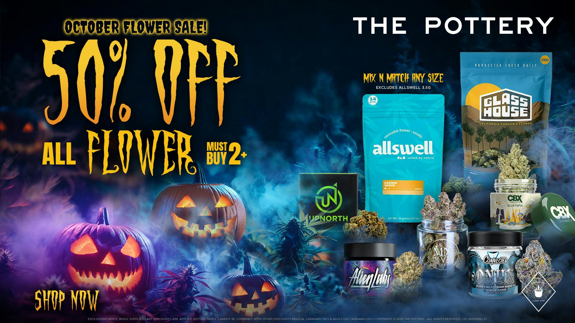 The Pottery Weed Dispensary Los Angeles 50% OFF ALL FLOWER & SELECT BRANDS SALE!