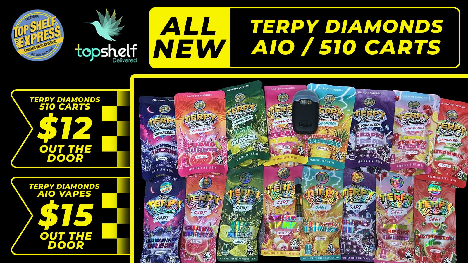 TOP SHELF EXPRESS - EXCISE TAXES INCLUDED ALL NEW TERPY DIAMONDS CART