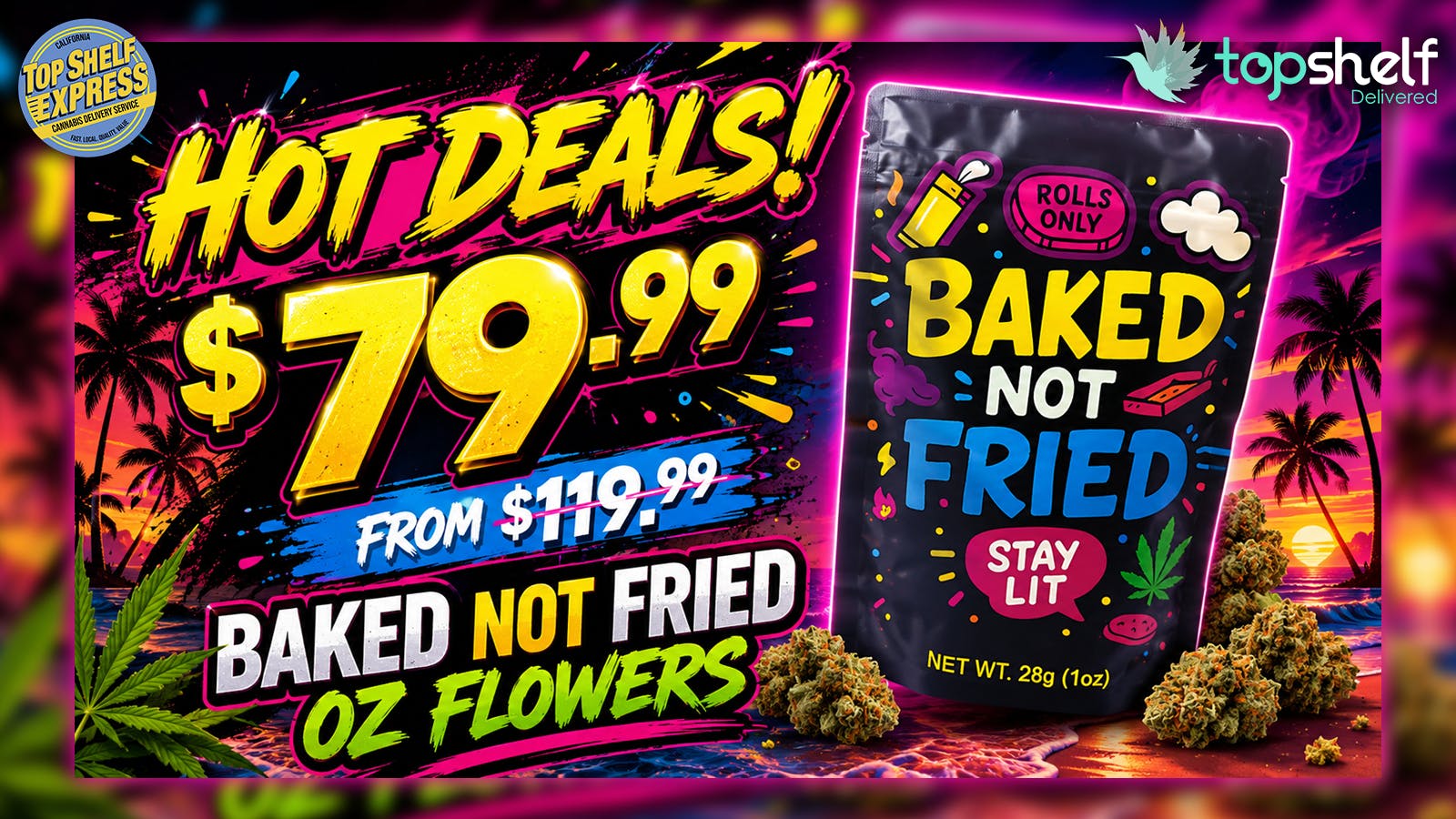 Top Shelf Delivery HOT DEAL! $79.99 ONLY FOR BAKED NOT FRIED OZ