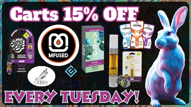 White Rabbit Cannabis Cartridges 15% OFF Tuesday!