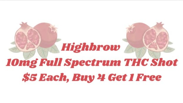 Your Green Thumb Buy 4 Get 1 Free Highbrow 10mg Shots