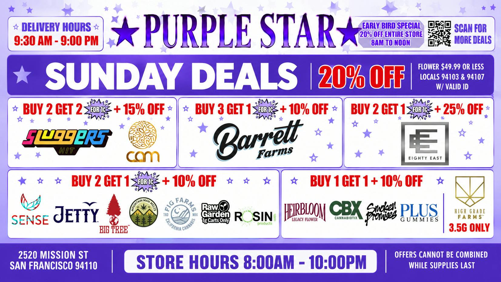 Purple Star MD SUNDAY DEALS AT PUPRLE STAR!!!