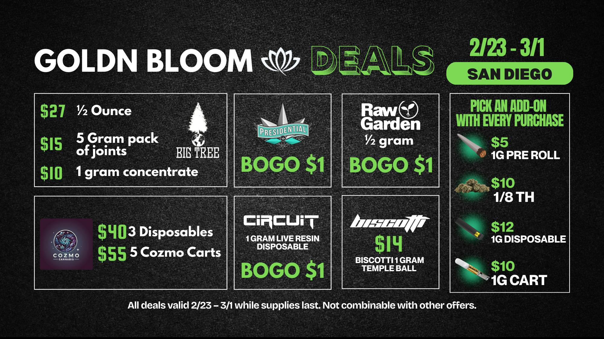 Goldn Bloom SPECIALS 2/23-3/1