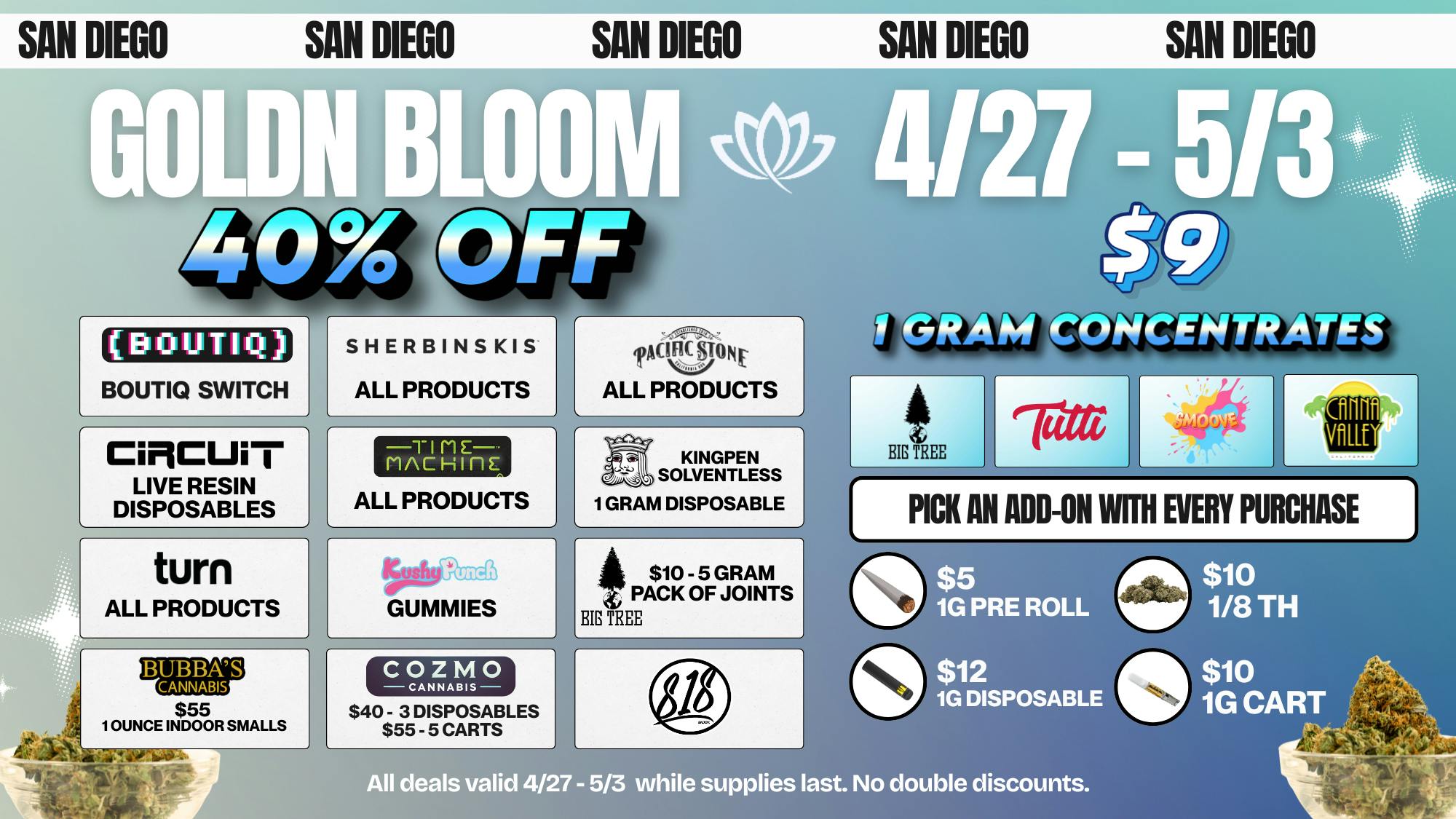 Goldn Bloom 40% OFF SPECIALS (4/27-5/3)